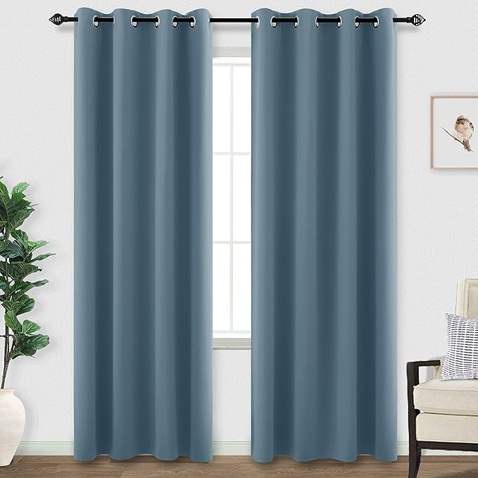 KOUFALL Blue Blackout Curtains 96 Inches Long - Image 3