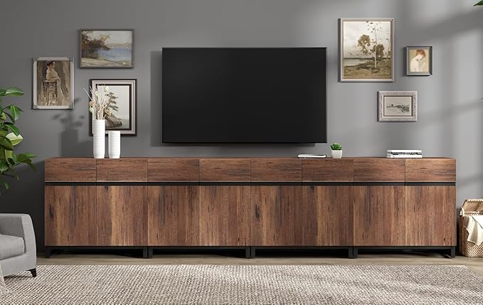WAMPAT Modern TV Stand for TVs up to 120 inch, 4 in 1 Entertainment Center TV - Image 4