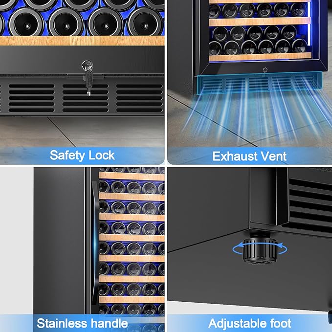 24" Wine Cooler Refrigerator Black, 24 Inch Wide Large Capacity - Image 7
