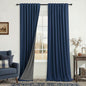 KOUFALL Navy Blue Linen Blackout Curtains 84 Inch Length, Dark Blue Thermal by KOUFALL