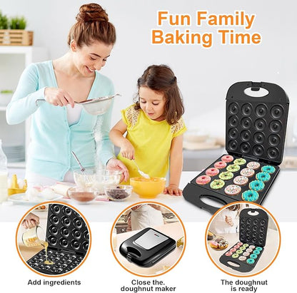 2025 Mini Donut Maker Machine for Home, Kid-Friendly 16-Hole Electric Doughnut - Image 5