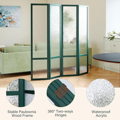 Acrylic Room Divider, 4-Panel Freestanding Partition Screen, Frosted - Image 3