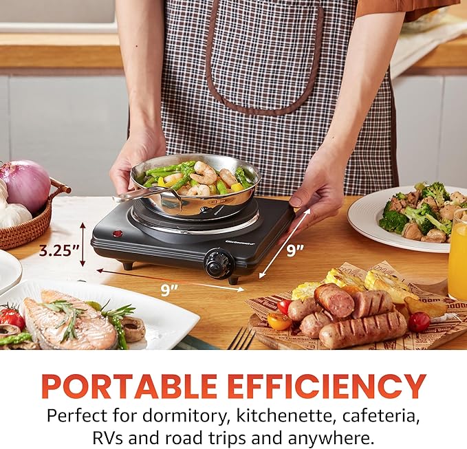 Elite Gourmet ESB-301BF# Countertop Single Cast Iron Burner, 1000 Watts - Image 2