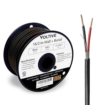 Voltive 16/2 Speaker Wire, in-Wall CL3 & Direct Burial, 100ft by Voltive