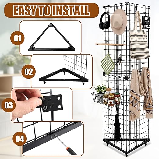 Weysat 5' x 1.6' Triangle Gridwall Panel Display Stand 3-Sided Grid Tower - Image 3