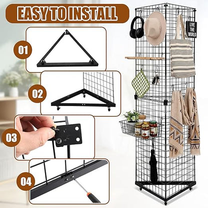 Weysat 5' x 1.6' Triangle Gridwall Panel Display Stand 3-Sided Grid Tower - Image 3