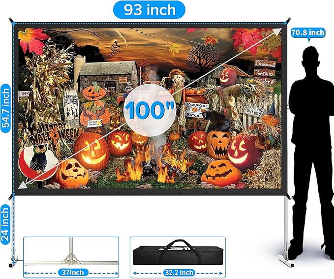 Projector Screen Indoor, JWSIT 100 inch Outdoor Movie Screen-Upgraded 3 Layers - Image 3