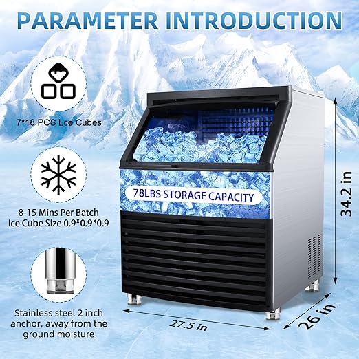 Commercial Ice Maker, 110V Automatic Ice Making Machine Stainless Steel 325 - Image 2