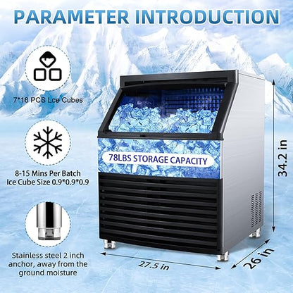Commercial Ice Maker, 110V Automatic Ice Making Machine Stainless Steel 325 - Image 2