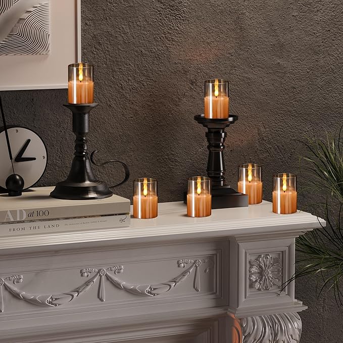 6Pack Glass Flickering Flameless Candles - Image 6
