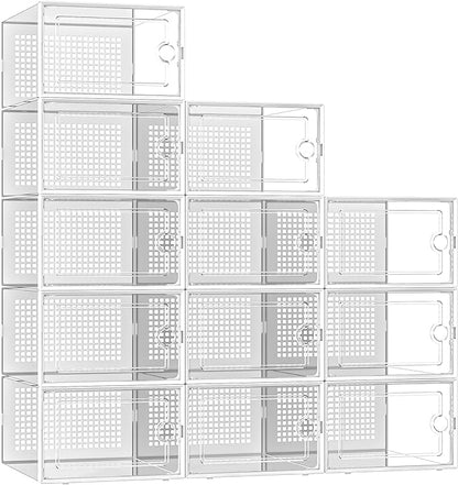Kuject X-Large Shoe Storage Boxes Organizers Clear Plastic Stackable 12 Pack - Image 9