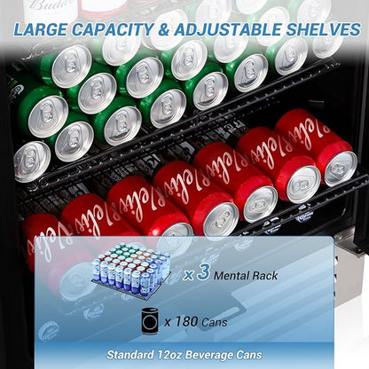 24 Inch Beverage Refrigerator, 210 Cans Under Counter Beverage Cooler, and Milk - Image 3
