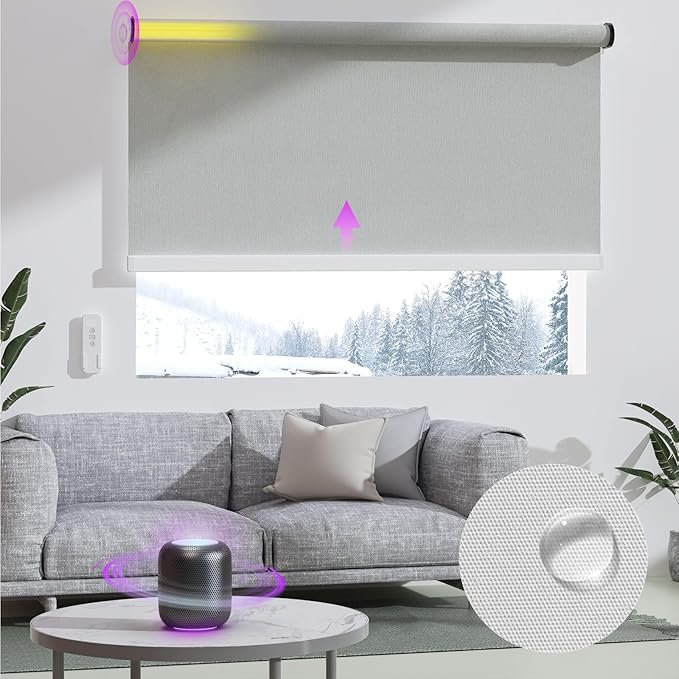 Astomi Motorized Roller Shades for Windows, Effortless Remote & Voice Control by Astomi