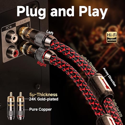 TODN Audiophile RCA to RCA Audio Cable - Image 5