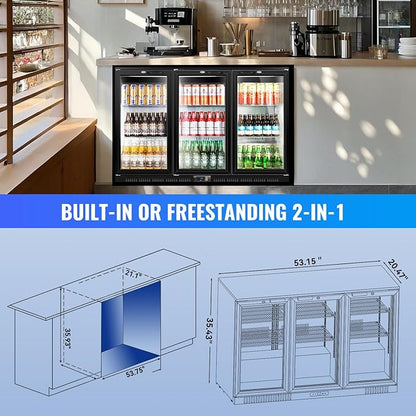 Tylza Back Bar Cooler With 3 Glass Doors, 312L Under Counter Back Bar - Image 7