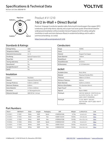 Voltive 16/2 Speaker Wire, in-Wall CL3 & Direct Burial, 500ft - Image 6