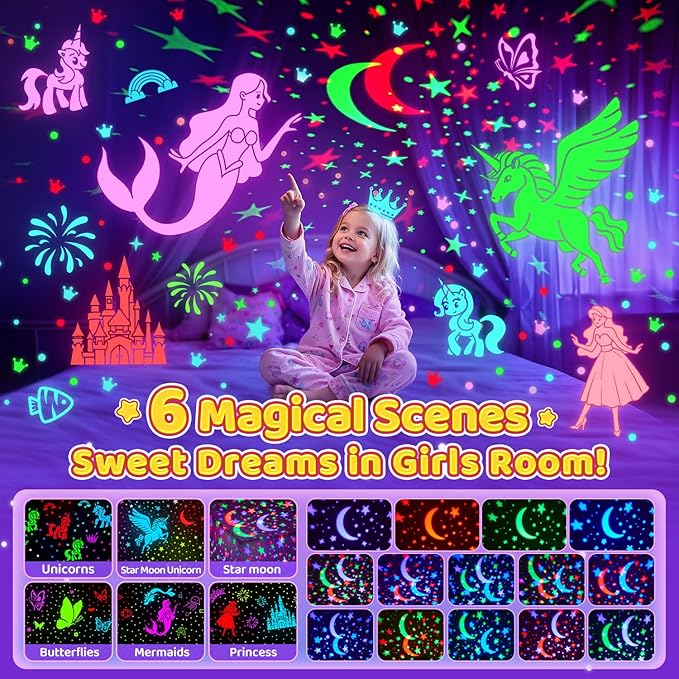 Onefire Girls Toys for Girl Gifts, 6 Films Light Projector Unicorn Toys for - Image 3