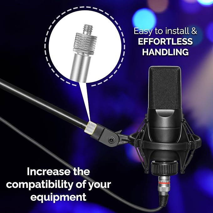 IXTECH Mic Stand Adapter Set 8 pieces Metal Microphone Stand Screw Thread - Image 6