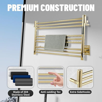 K&KALONZO Towel Warmer for Bathroom, Wall-Mounted 9-Bar Heated Towel Rack - Image 4