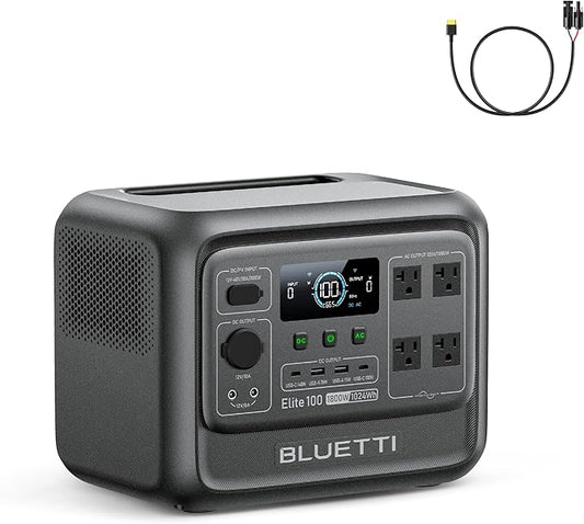 BLUETTI Elite 100 V2 Portable Power Station and Solar Cable, 1024Wh LFP Battery by BLUETTI