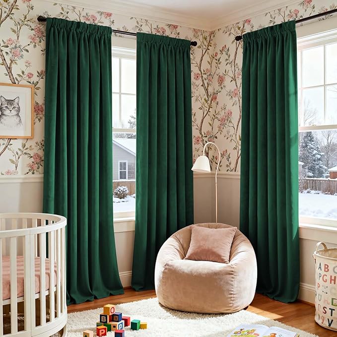 Lazzzy Velvet Blackout Extra Long Curtains Thermal Insulated Room Window Drapes - Image 9