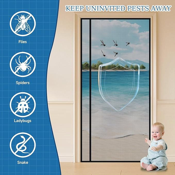 Magnetic Screen Door Left Right Side Opening Upgraded PET Mesh Greater Than - Image 6