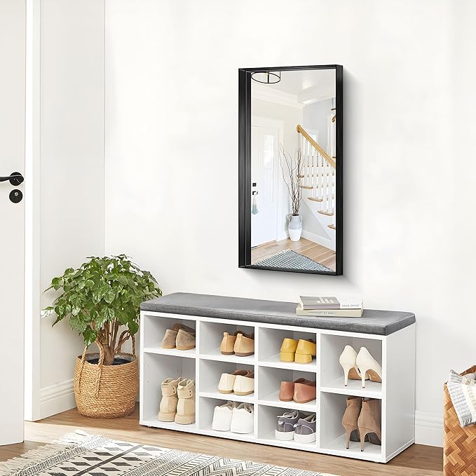 Black Bathroom Mirror, 40x20 Inch Rectangular Framed Mirror, Large Wall Mounted - Image 4