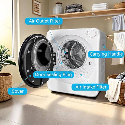 1.5 Cu.Ft Portable Clothes Dryer, 800W Front Load Compact Laundry Dryer Machine - Image 3
