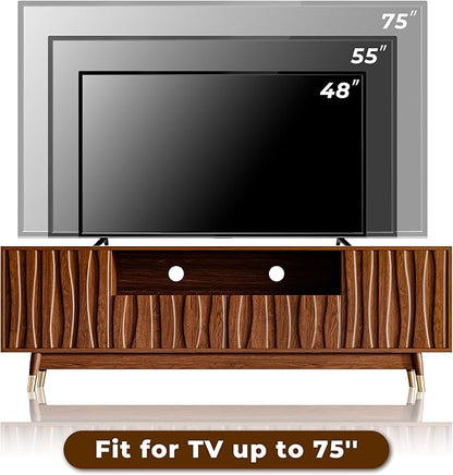 ATJafurn 66‘’ Brown Walnut Finish TV Stand - Image 5