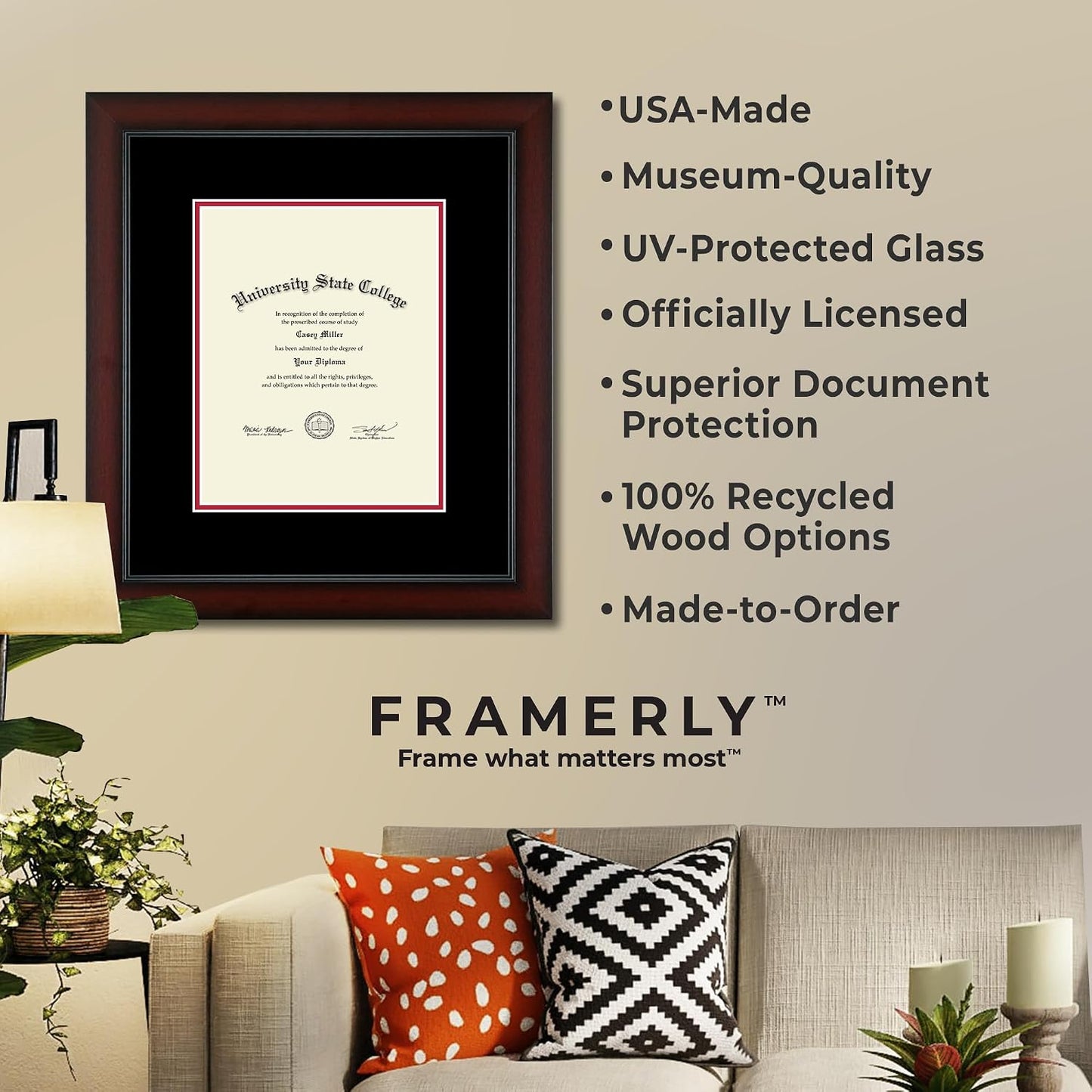 Liberty Divinity Gold Embossed Diploma Frame, 13 X 17, Cherry | Liberty University, School Of Divinity, Fits 13 X 17 Diploma, Vertical, Navy And Red Mats, Gold Embossed Official Seal