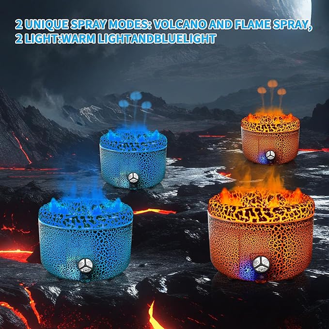 BOHOFAM Essential Oil Diffuser 500ML, Volcano and Flame Diffuser/Humidifier 2 - Image 2