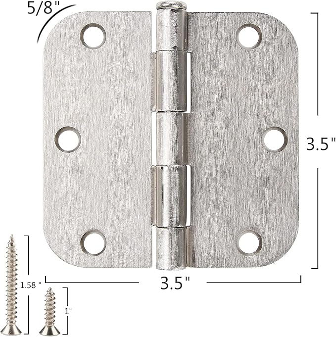 42 Pack Rounded Door Hinges Brushed Nickel 3.5 inch x 3-1/2", 5/8" Radius Heavy - Image 2