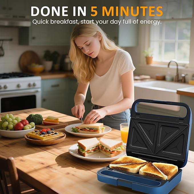 Sunvivi 3 in 1 Sandwich Maker, Electric Waffle Maker - Image 4