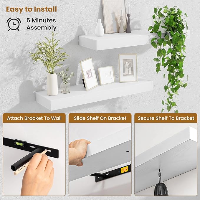 Fun Memories Floating Shelves Set of 2, 24 Inch Floating Shelves - Image 5