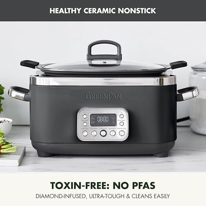 GreenPan Elite 14-in-1 Nonstick 6QT Electric Slow Cooker, PFAS-Free Ceramic - Image 2