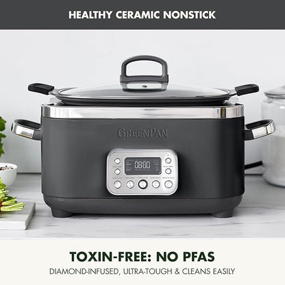 GreenPan Elite 14-in-1 Nonstick 6QT Electric Slow Cooker, PFAS-Free Ceramic - Image 2