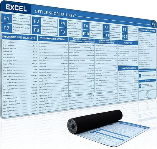 Baziabbo Office Desk Mat, Excel Cheat Sheet Keyboard Mat, Excel Shortcut Desk by Unknown