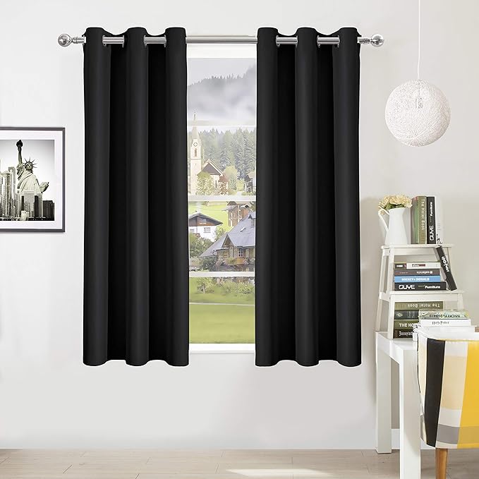 DWCN Black Blackout Curtains Blocking Light Room Darkening Thermal Insulated - Image 2