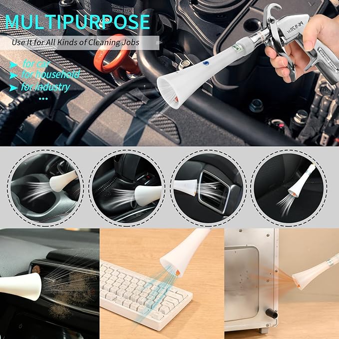Tornado Dry Cleaning Gun with Brass Adjustable Air Flow Nozzle, Air Blower Gun - Image 7