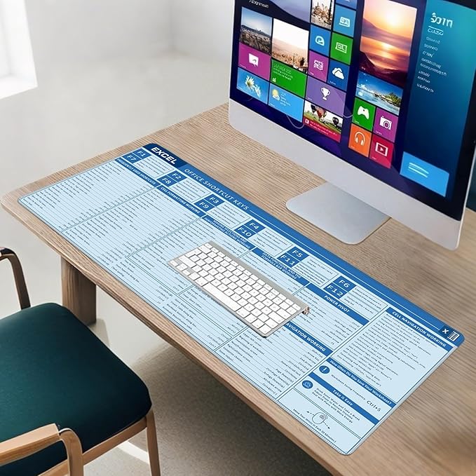 Baziabbo Office Desk Mat, Excel Cheat Sheet Keyboard Mat, Excel Shortcut Desk - Image 7