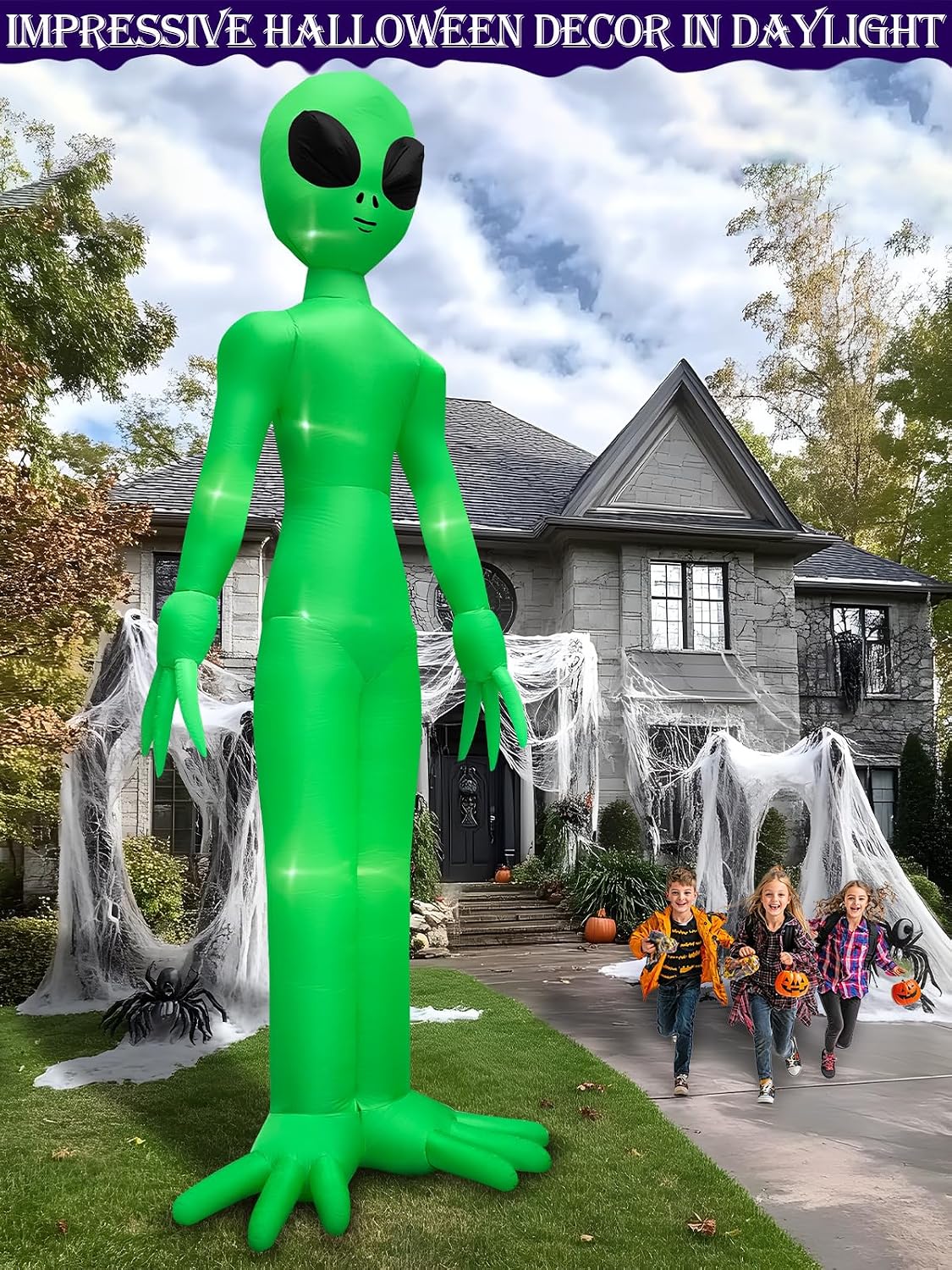 14 Ft Giant Halloween Inflatable Alien Decoration with Built-in LEDs
