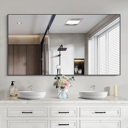 Black Bathroom Mirror for Wall, 55x30 Inch Rectangle Mirrors - Image 9