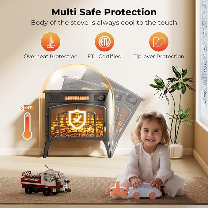 BREEZEHEAT 23" Electric Fireplace Stove - Image 5