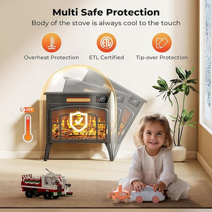 BREEZEHEAT 23" Electric Fireplace Stove - Image 5