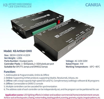 CANRIA K8 ARTNET+DMX CONSOLE LED CONTROLLER, Suitable - Image 2