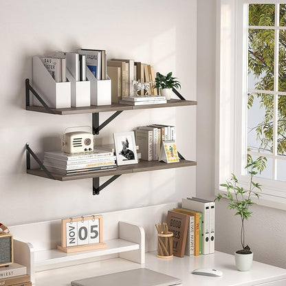 Heimlove Deep Floating Shelves for Wall, 16W x 12D Rustic Grey Wood Wall - Image 5