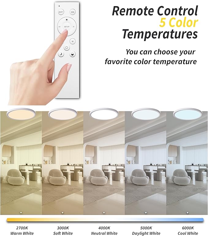 4Pack 12 Inch Remote Control Dimmable LED Flush Mount Ceiling Light Panel - Image 6