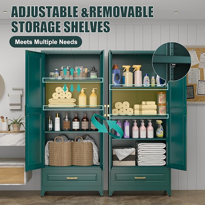 75" Tall Metal Storage Cabinet, Kitchen Pantry Storage Cabinets - Image 4