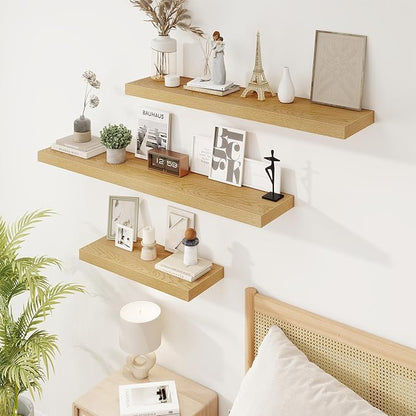 32in Floating Shelves for Wall, 2 Pack Long Wall Mounted Engineered Wood Shelves - Image 7