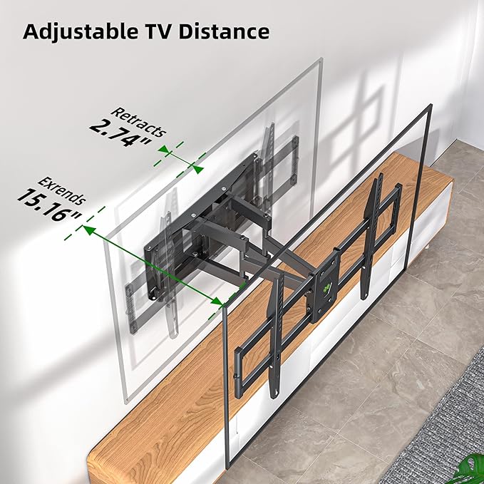Full Motion TV Wall Mount for Most 37"-84" Flat Screen TV, Swivel or Tilt TV - Image 2